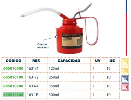 Aceitera boquilla flexible 500cc 1 Pinta