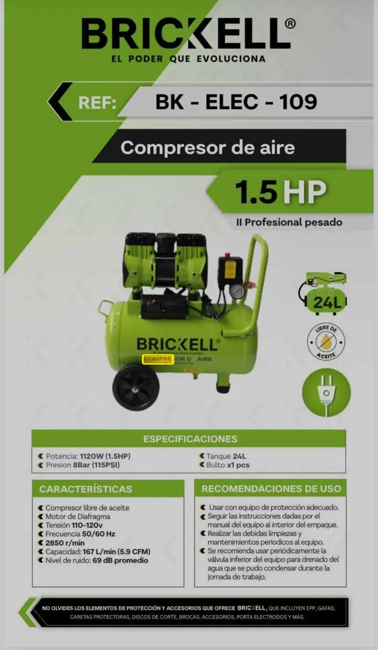 Compresor 1.5 hp silencioso