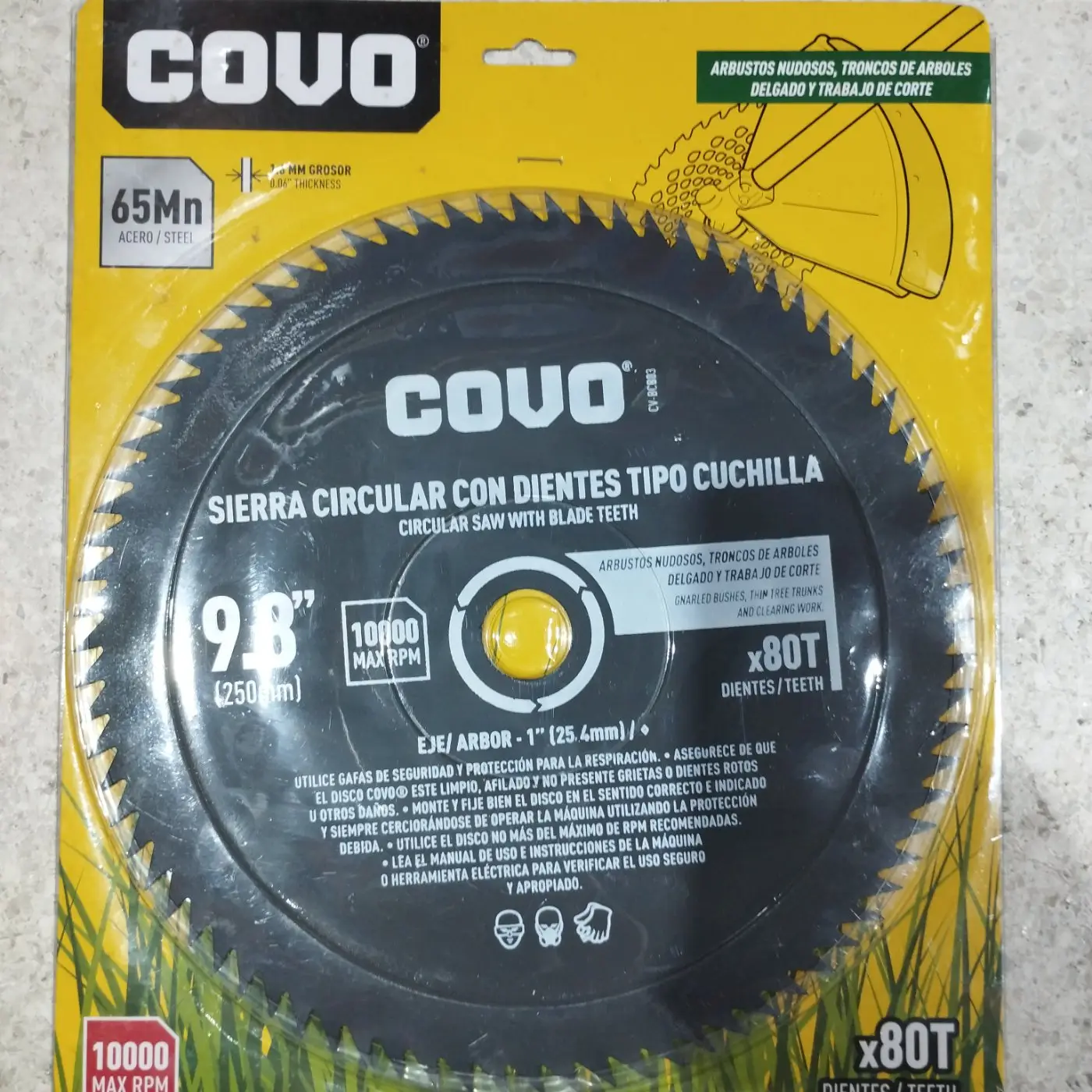 DISCO CORTE DE CESPED Y RAMAS 9.8" 80 DIENTES EJE 1"